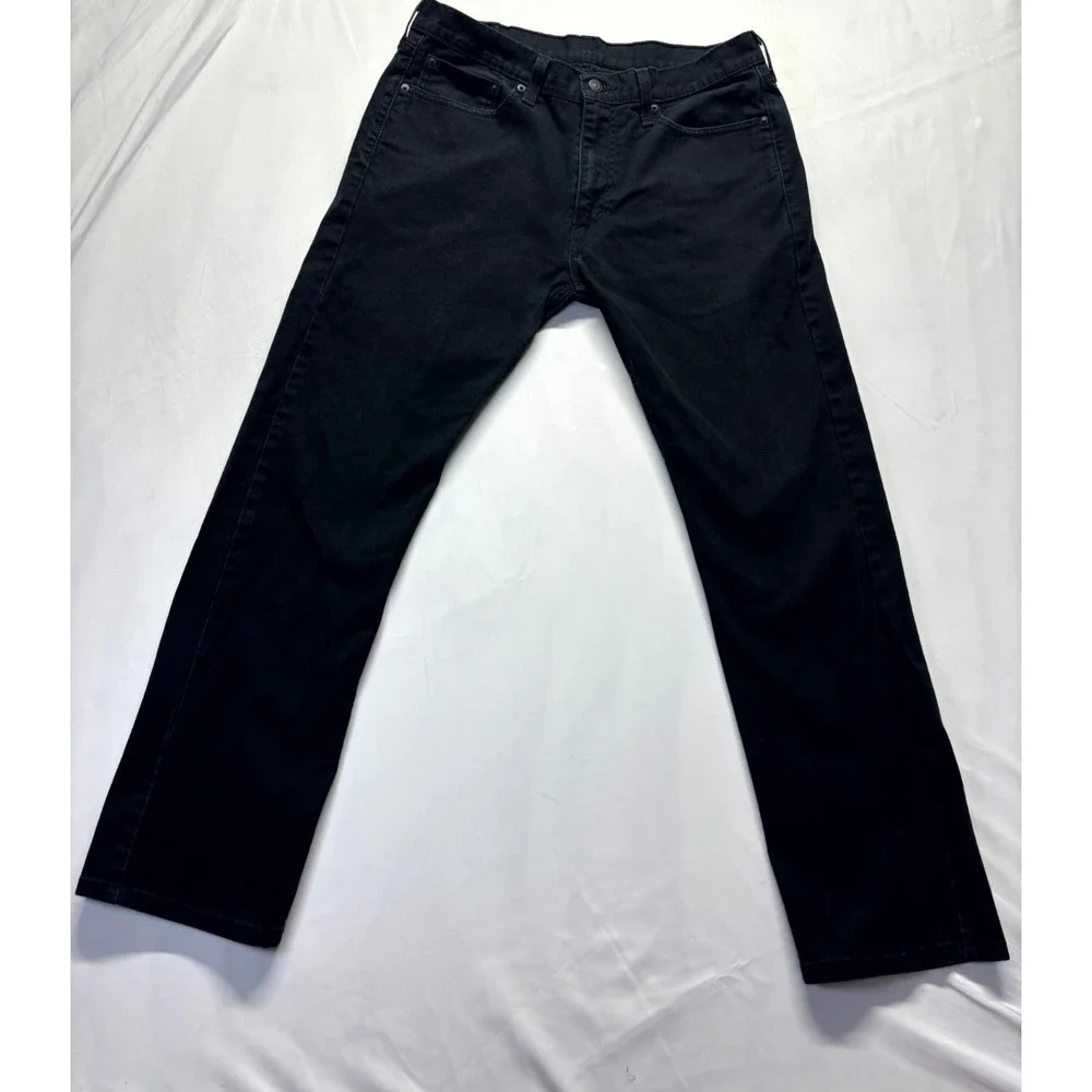 Levi's 513 Slim Fit Jeans Mens 34x30 Black Dark Wash Denim Mid Rise Straight Leg